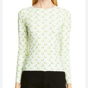 Trompe L'oeil Top In All Over Beige Moon/ Green